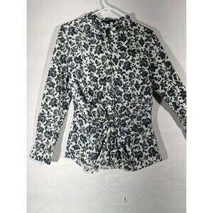 Thakoon for DesigNation Floral Rose Twist Front Shirt Women M Black White